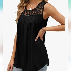 Elegant Black Lace Accent Women's Top